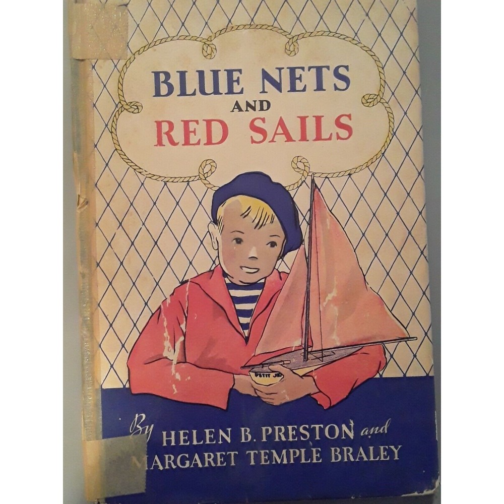 Vintage Children's Book ,Blue Nets and Red Sails  Hardcover 1936